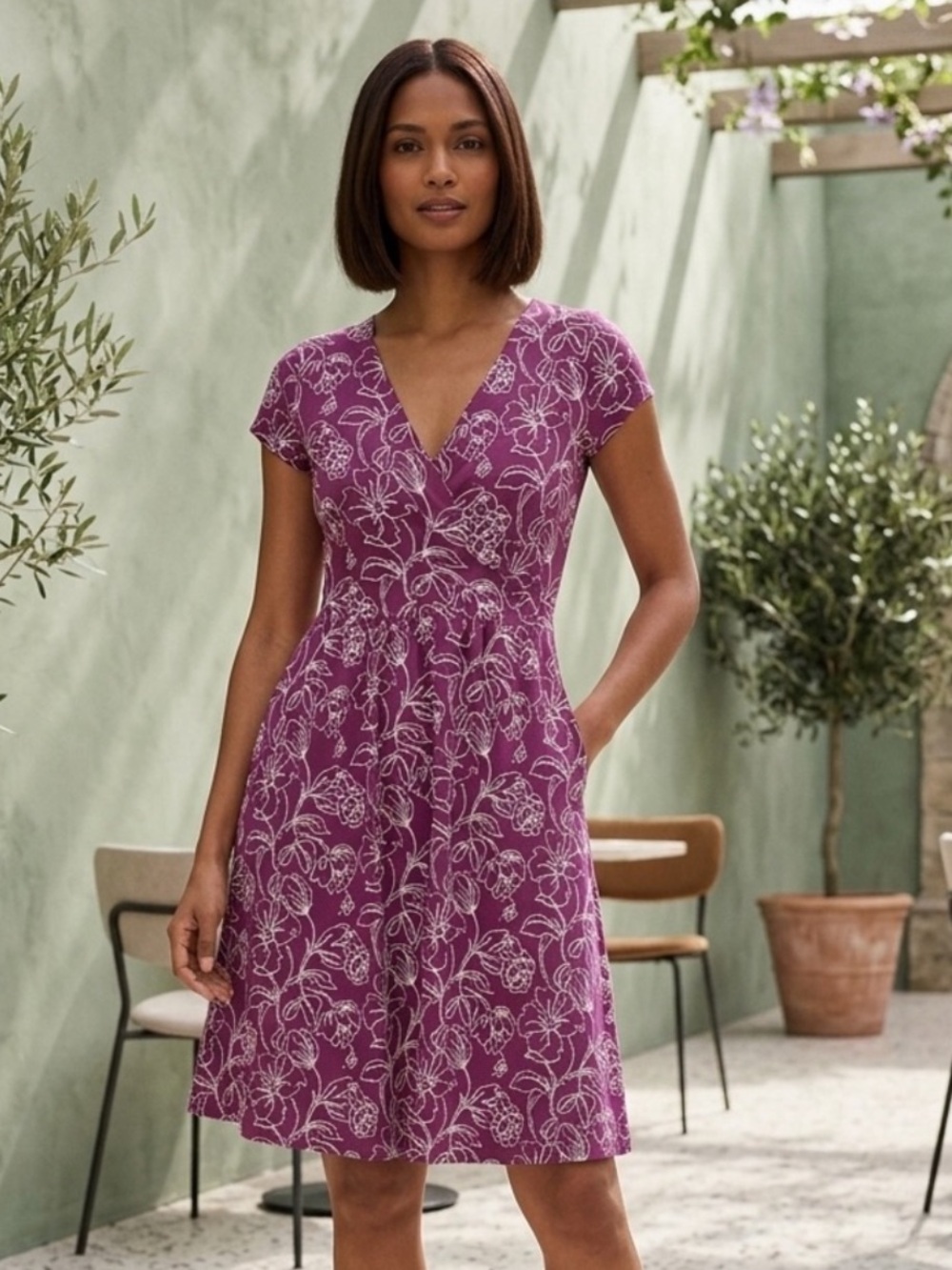 PACT CROSSOVER LOOKING GLASS SANGRIA FLORAL ORGANIC DRESS XL